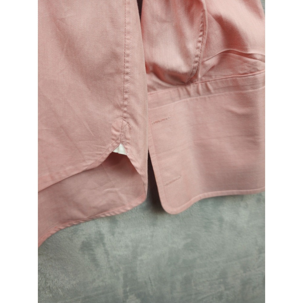 Alara Dress Shirt Mens 16.5 Herringbone Pink 2 Ply Egyptian Cotton French Cuff - Picture 4 of 6